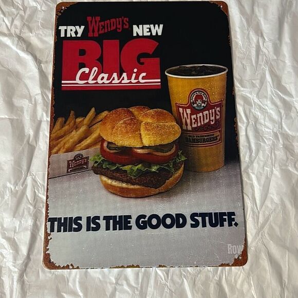Wendy’s Big Classic Retro Vintage Look-Style Tin Sign – 12” x 8” - Picture 1 of 2